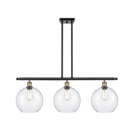 Innovations Athens 36in 3-Light Island Light | Industrial Black Antique Brass and Seedy Glass | Kitchen Island & Dining | Model 516-3I-BAB-G124-10