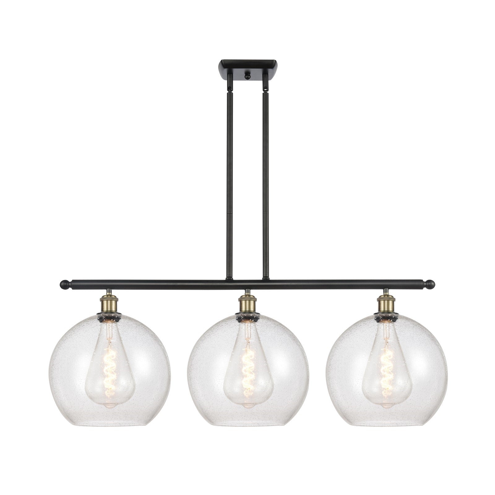 Innovations Athens 38in 3-Light Island Light | Industrial Black Antique Brass and Seedy Glass | Kitchen Island & Dining | Model 516-3I-BAB-G124-12