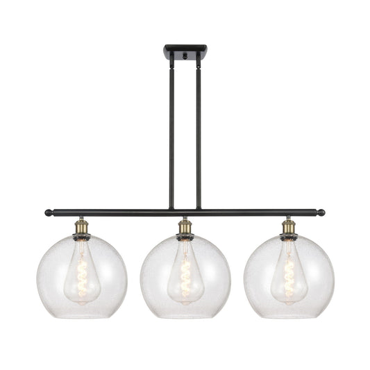 Innovations Athens 38in 3-Light Island Light | Industrial Black Antique Brass and Seedy Glass | Kitchen Island & Dining | Model 516-3I-BAB-G124-12