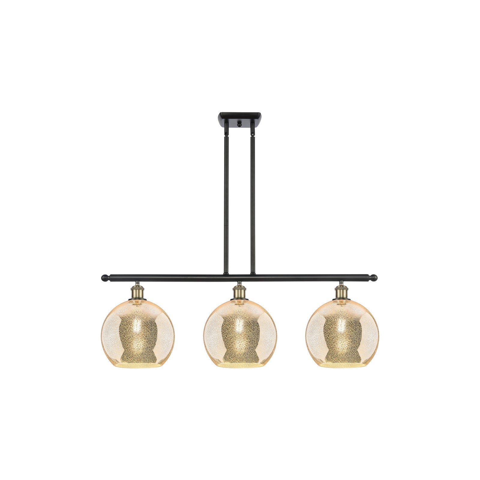 Innovations Athens 36in 3-Light Island Light | Industrial Black Antique Brass and Mercury Glass | Kitchen Island & Dining | Model 516-3I-BAB-G128-10
