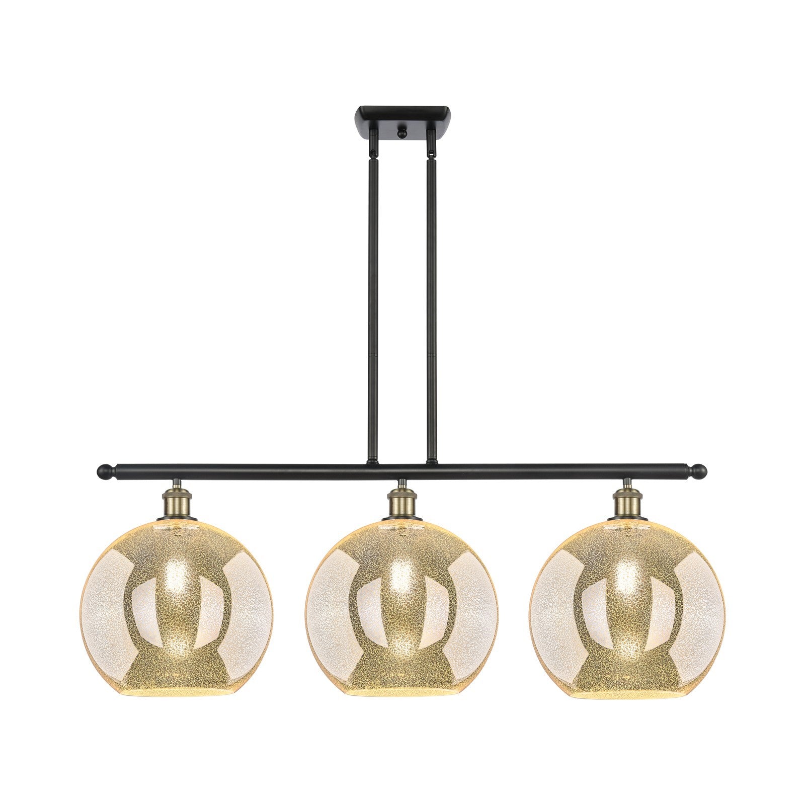 Innovations Athens 38in 3-Light Island Light | Industrial Black Antique Brass and Mercury Glass | Kitchen Island & Dining | Model 516-3I-BAB-G128-12