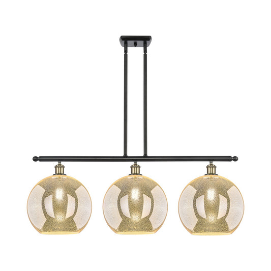 Innovations Athens 38in 3-Light Island Light | Industrial Black Antique Brass and Mercury Glass | Kitchen Island & Dining | Model 516-3I-BAB-G128-12