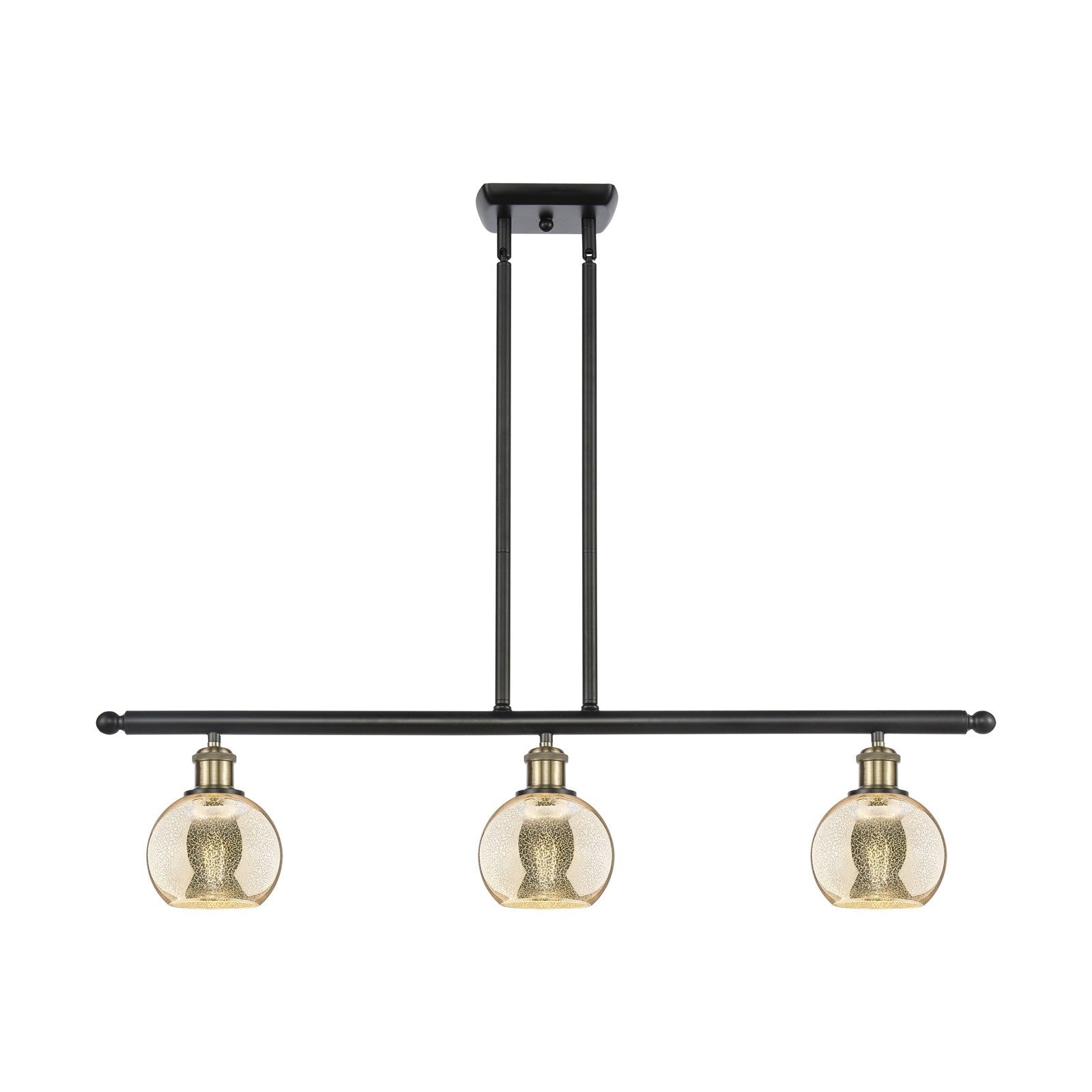 Innovations Athens 36in 3-Light Island Light | Industrial Black Antique Brass and Mercury Glass | Kitchen Island & Dining | Model 516-3I-BAB-G128-6