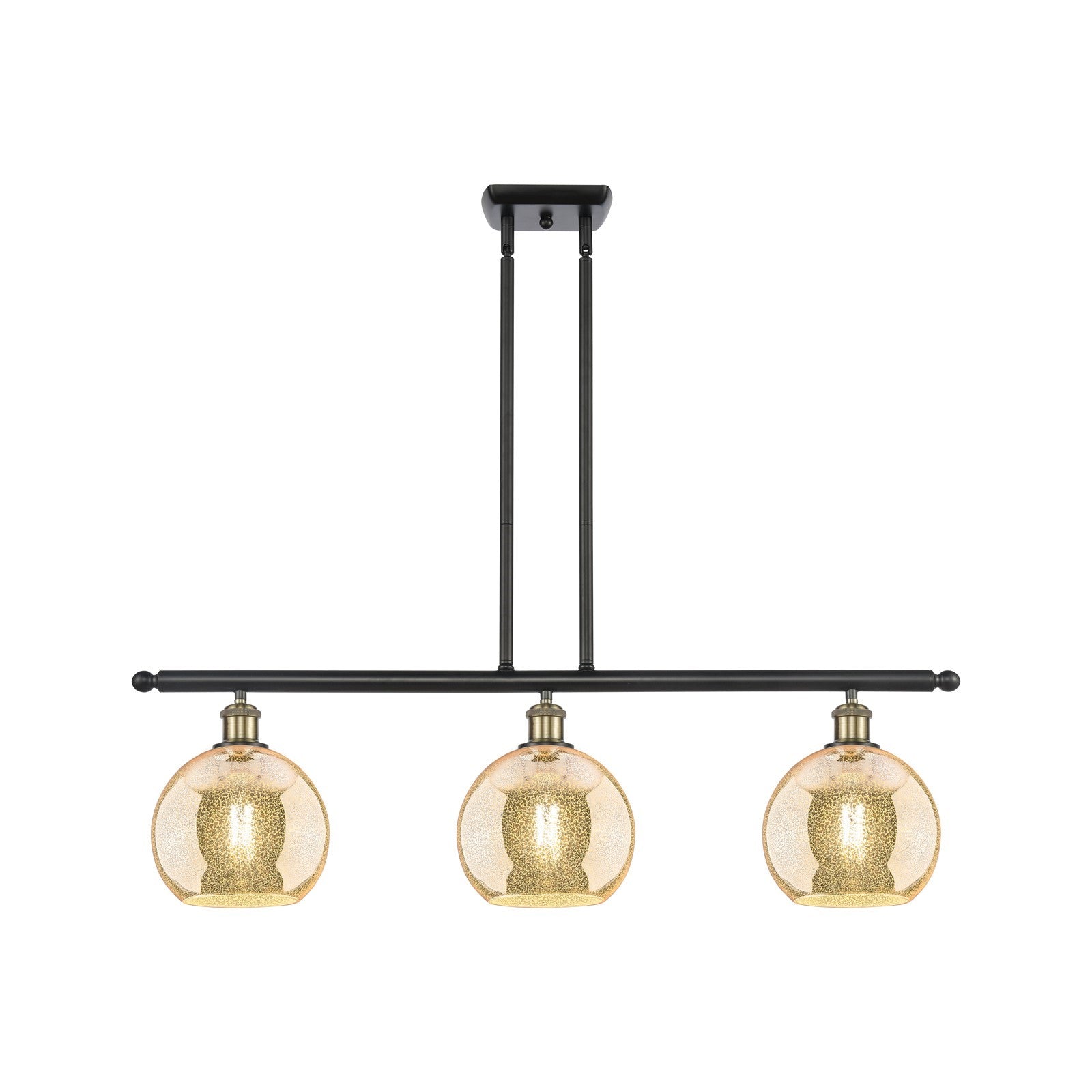 Innovations Athens 36in 3-Light Island Light | Industrial Black Antique Brass and Mercury Glass | Kitchen Island & Dining | Model 516-3I-BAB-G128-8