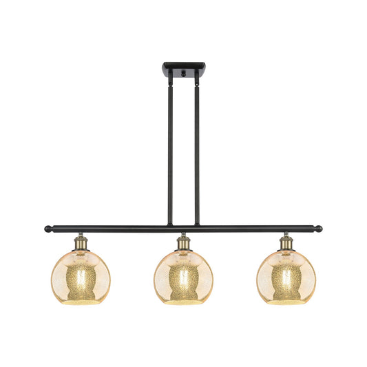 Innovations Athens 36in 3-Light Island Light | Industrial Black Antique Brass and Mercury Glass | Kitchen Island & Dining | Model 516-3I-BAB-G128-8
