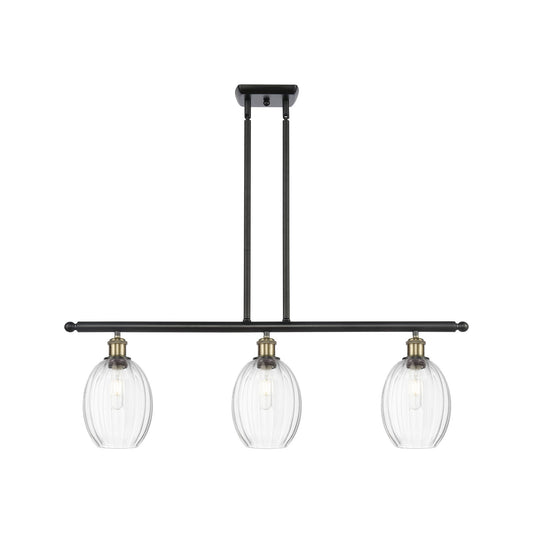 Innovations Preston Bulb 36in 3-Light Island Light | Industrial Black Antique Brass and Clear Glass | Kitchen Island | Model 516-3I-BAB-G459-6CL