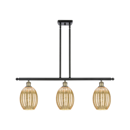 Innovations Preston Bulb 36in 3-Light Island Light | Industrial Black Antique Brass and Mercury Glass | Kitchen Island | Model 516-3I-BAB-G459-6ME