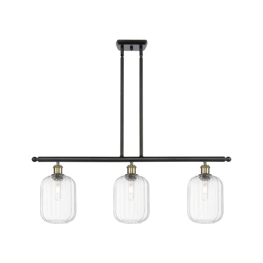 Innovations Preston Cylinder 36in 3-Light Island Pendant | Industrial Black Antique Brass and Clear Glass | Kitchen | Model 516-3I-BAB-G460-7CL