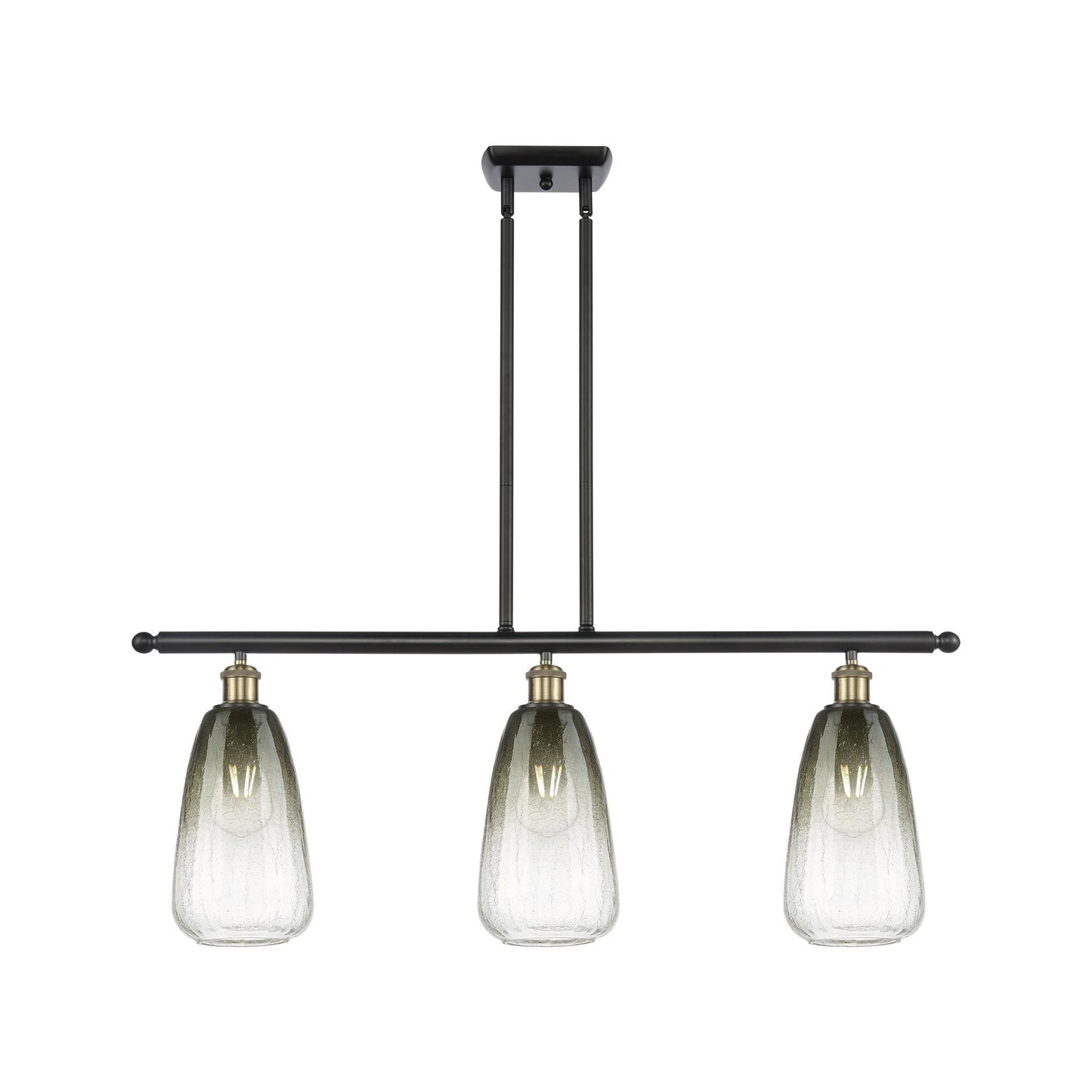 Innovations Brookhaven Almond 36in 3-Light Island Pendant | Industrial Black Antique Brass and Slate Glass | Kitchen | Model 516-3I-BAB-G480-6SL