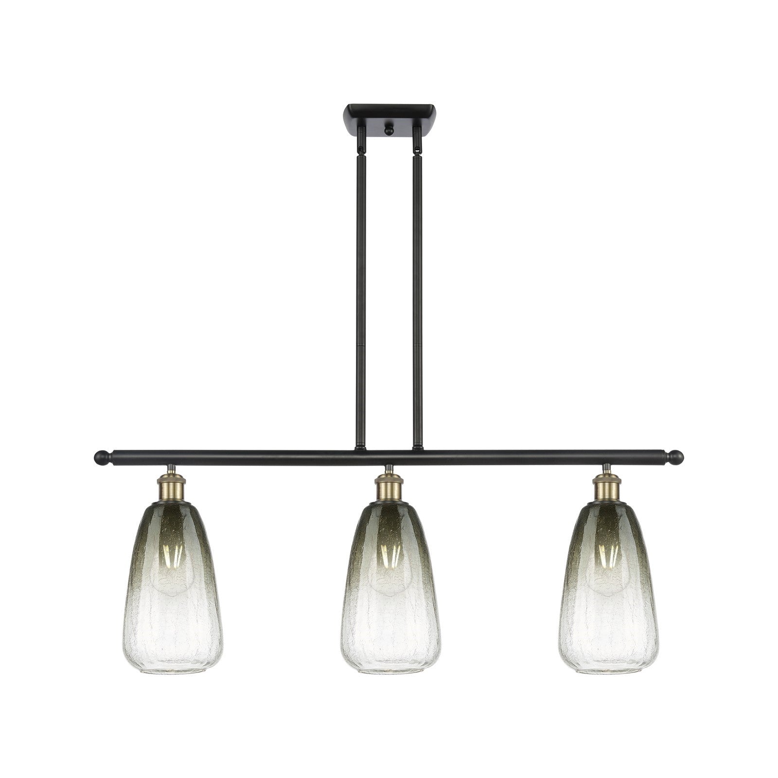 Innovations Brookhaven Almond 36in 3-Light Island Pendant | Industrial Black Antique Brass and Slate Glass | Kitchen | Model 516-3I-BAB-G480-6SL