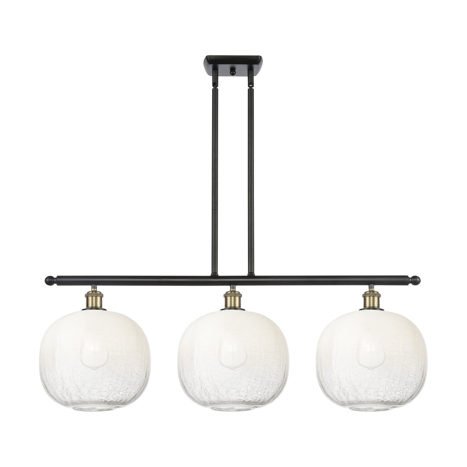 Innovations Brookhaven Sphere 37in 3-Light Island Light | Industrial Black Antique Brass and Opal Glass | Kitchen Island | Model 516-3I-BAB-G481-10OP