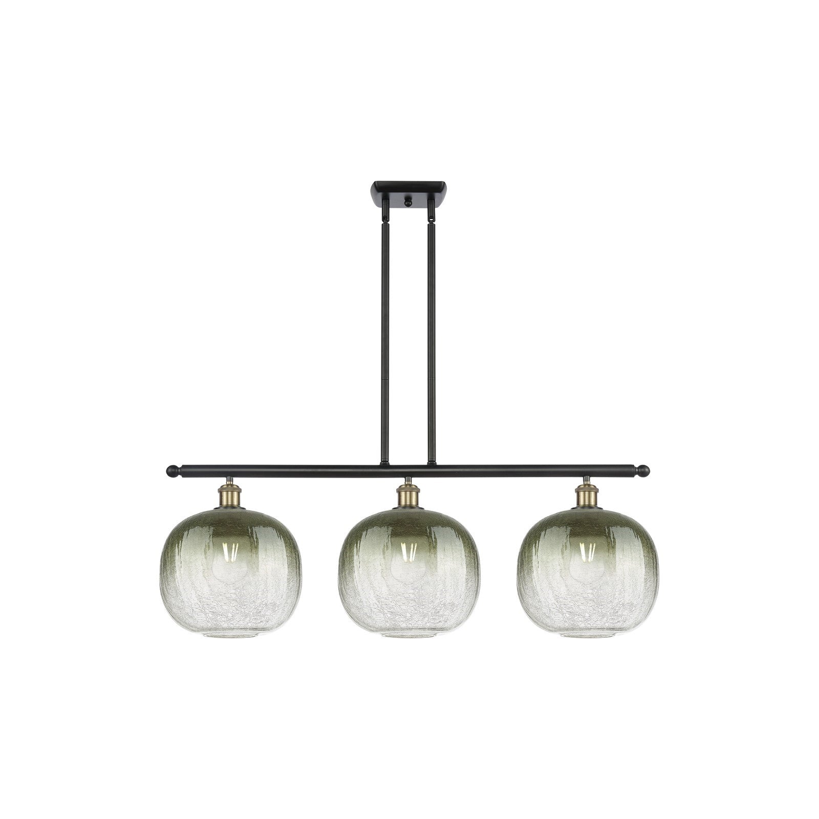 Innovations Brookhaven Sphere 37in 3-Light Island Light | Industrial Black Antique Brass and Slate Glass | Kitchen | Model 516-3I-BAB-G481-10SL