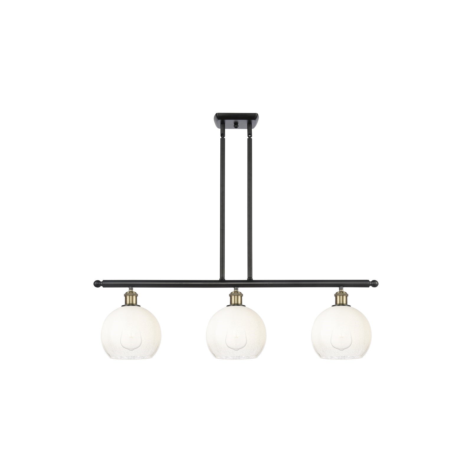 Innovations Brookhaven Globe 36in 3-Light Island Light | Industrial Black Antique Brass and Opal Glass | Kitchen Island | Model 516-3I-BAB-G483-8OP