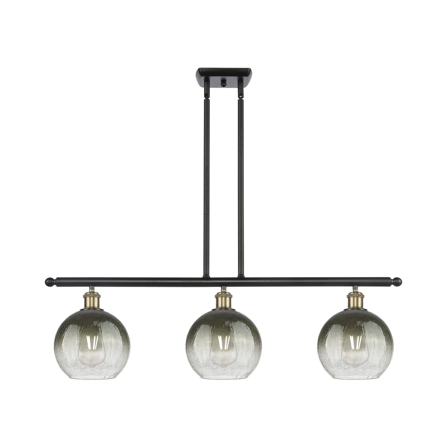 Innovations Brookhaven Globe 36in 3-Light Island Light | Industrial Black Antique Brass and Slate Glass | Kitchen Island | Model 516-3I-BAB-G483-8SL