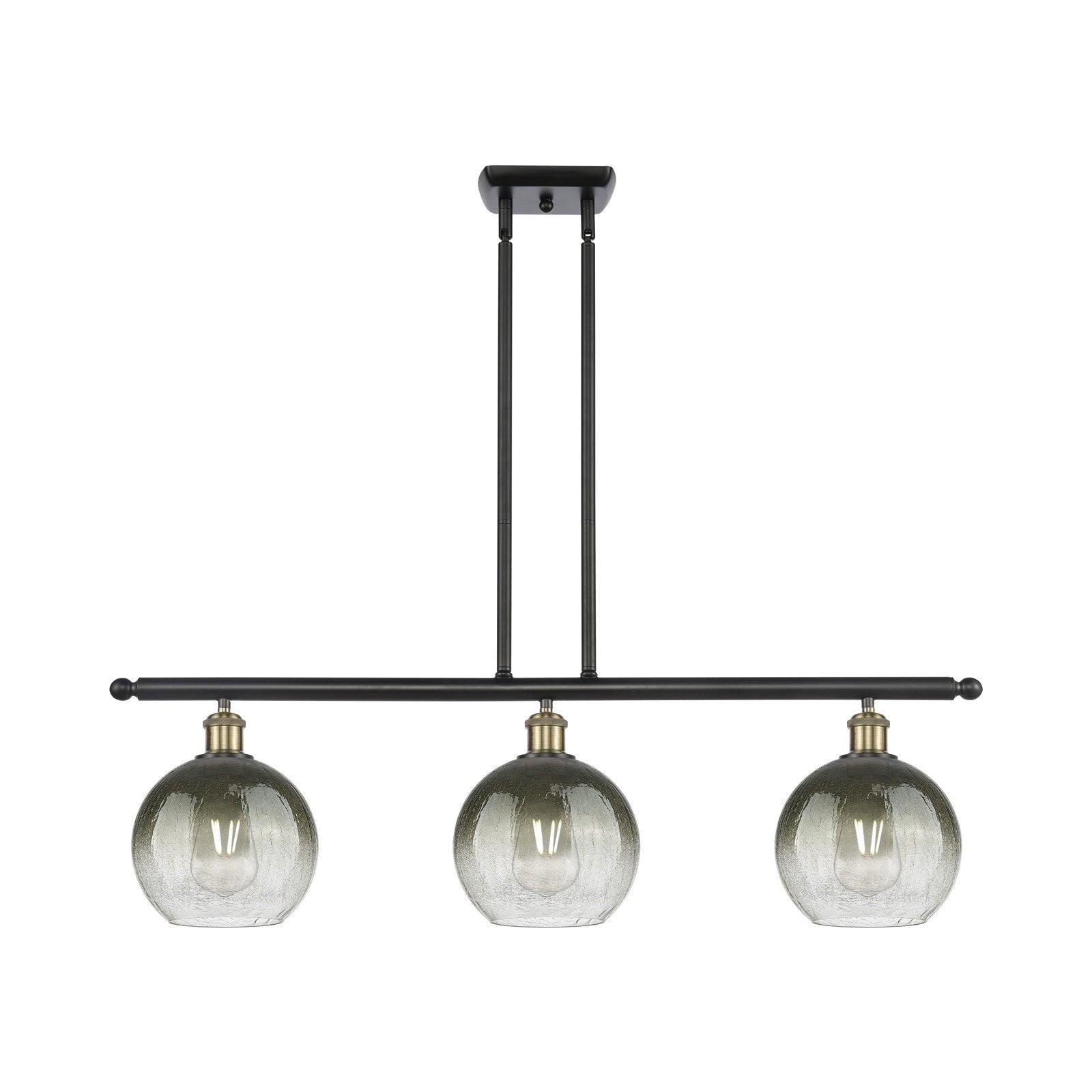 Innovations Brookhaven Globe 36in 3-Light Island Light | Industrial Black Antique Brass and Slate Glass | Kitchen Island | Model 516-3I-BAB-G483-8SL