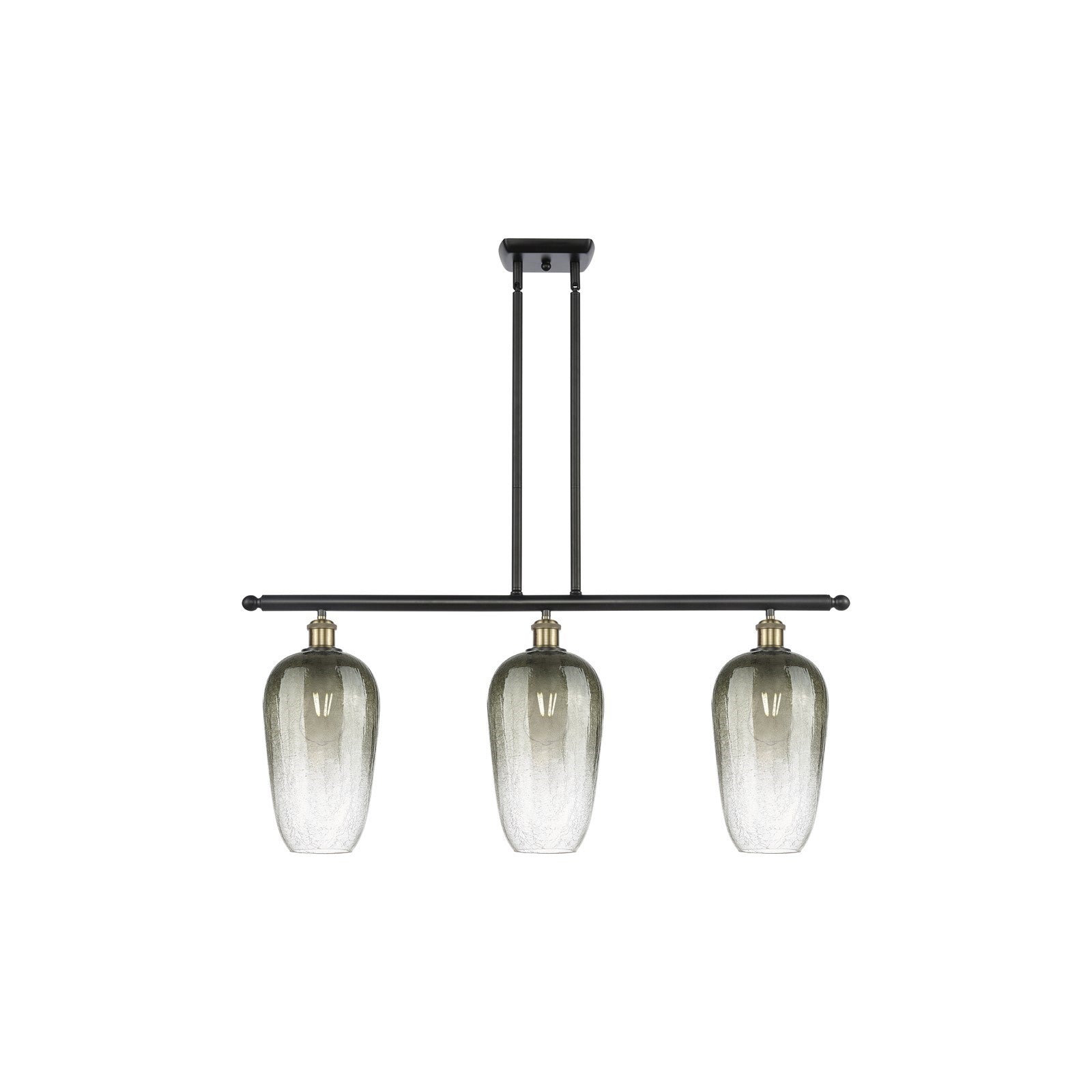 Innovations Brookhaven Flute 36in 3-Light Island Light | Industrial Black Antique Brass and Slate Glass | Kitchen Island | Model 516-3I-BAB-G484-7SL