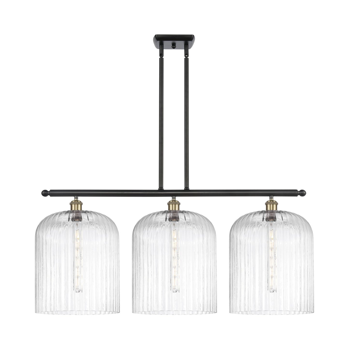 Innovations Bridal Veil 36in 3-Light Island Light | Art Nouveau Black Antique Brass and Clear Glass | Kitchen Island | Model 516-3I-BAB-G559-12CL