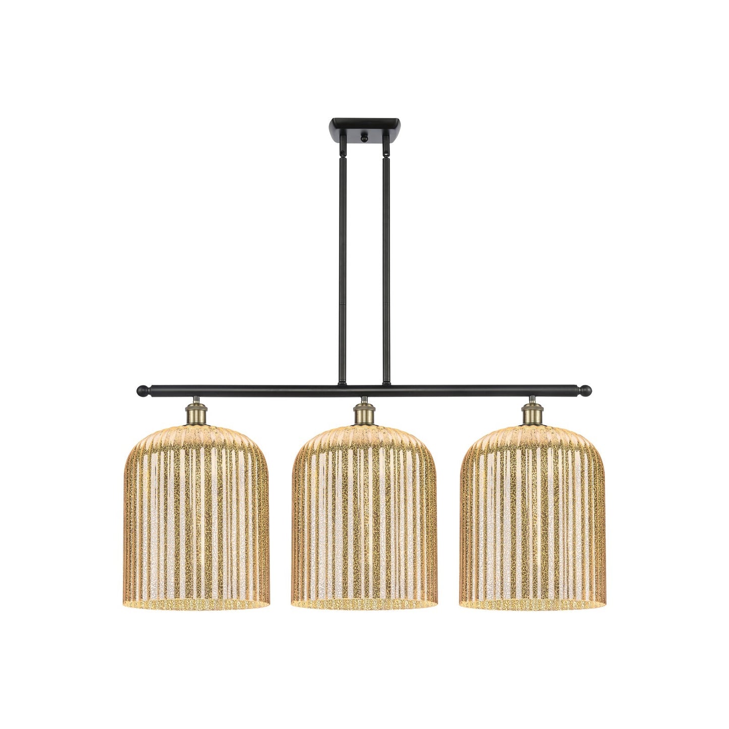 Innovations Bridal Veil 36in 3-Light Island Light | Art Nouveau Black Antique Brass and Mercury Glass | Kitchen Island | Model 516-3I-BAB-G559-12ME
