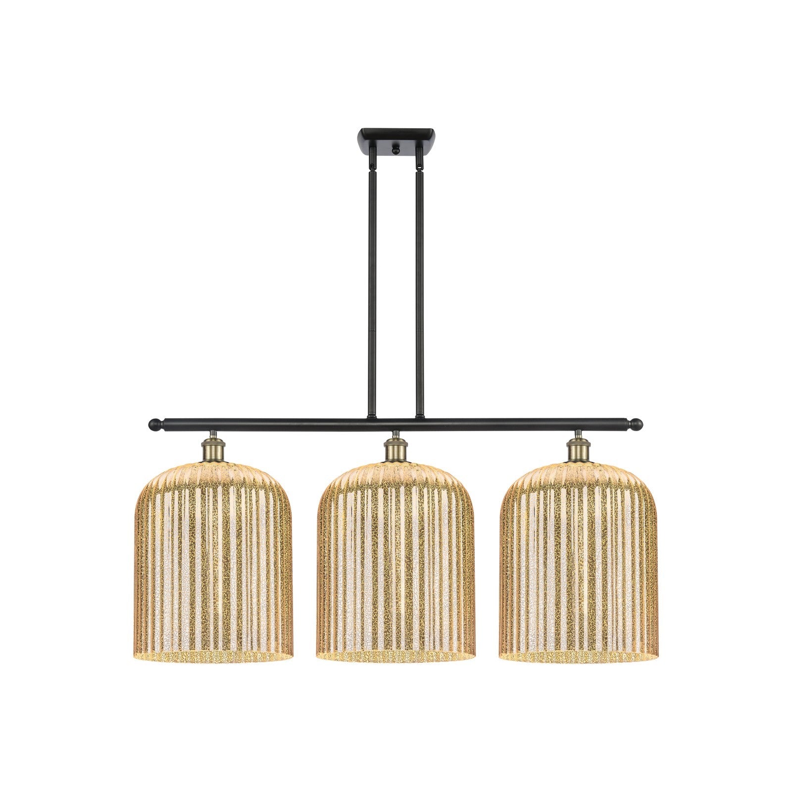 Innovations Bridal Veil 36in 3-Light Island Light | Art Nouveau Black Antique Brass and Mercury Glass | Kitchen Island | Model 516-3I-BAB-G559-12ME