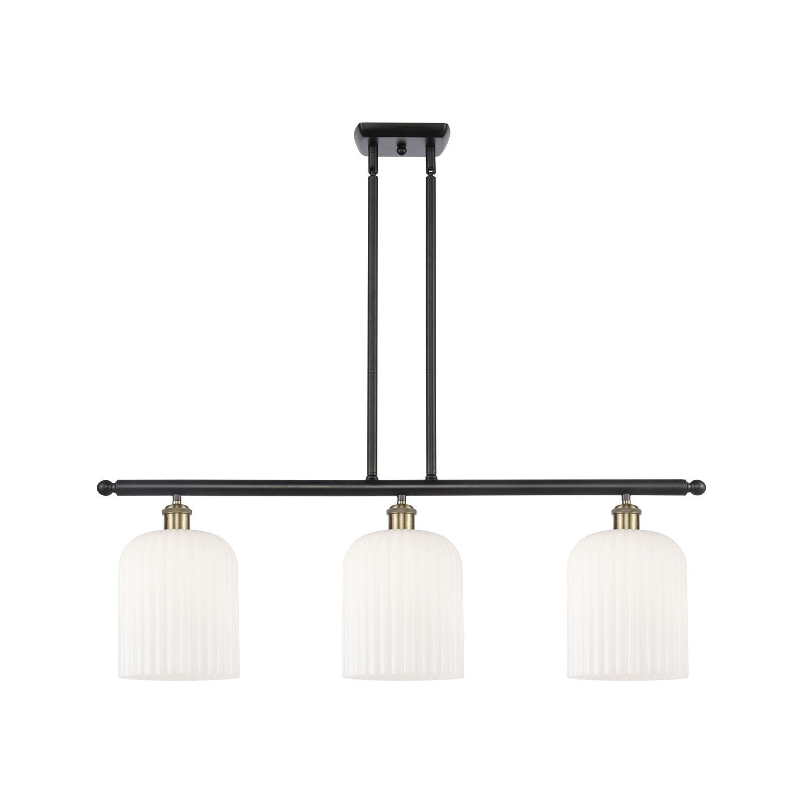 Innovations Bridal Veil 36in 3-Light Island Light | Art Nouveau Black Antique Brass and Gloss White Glass | Kitchen | Model 516-3I-BAB-G559-8GWH