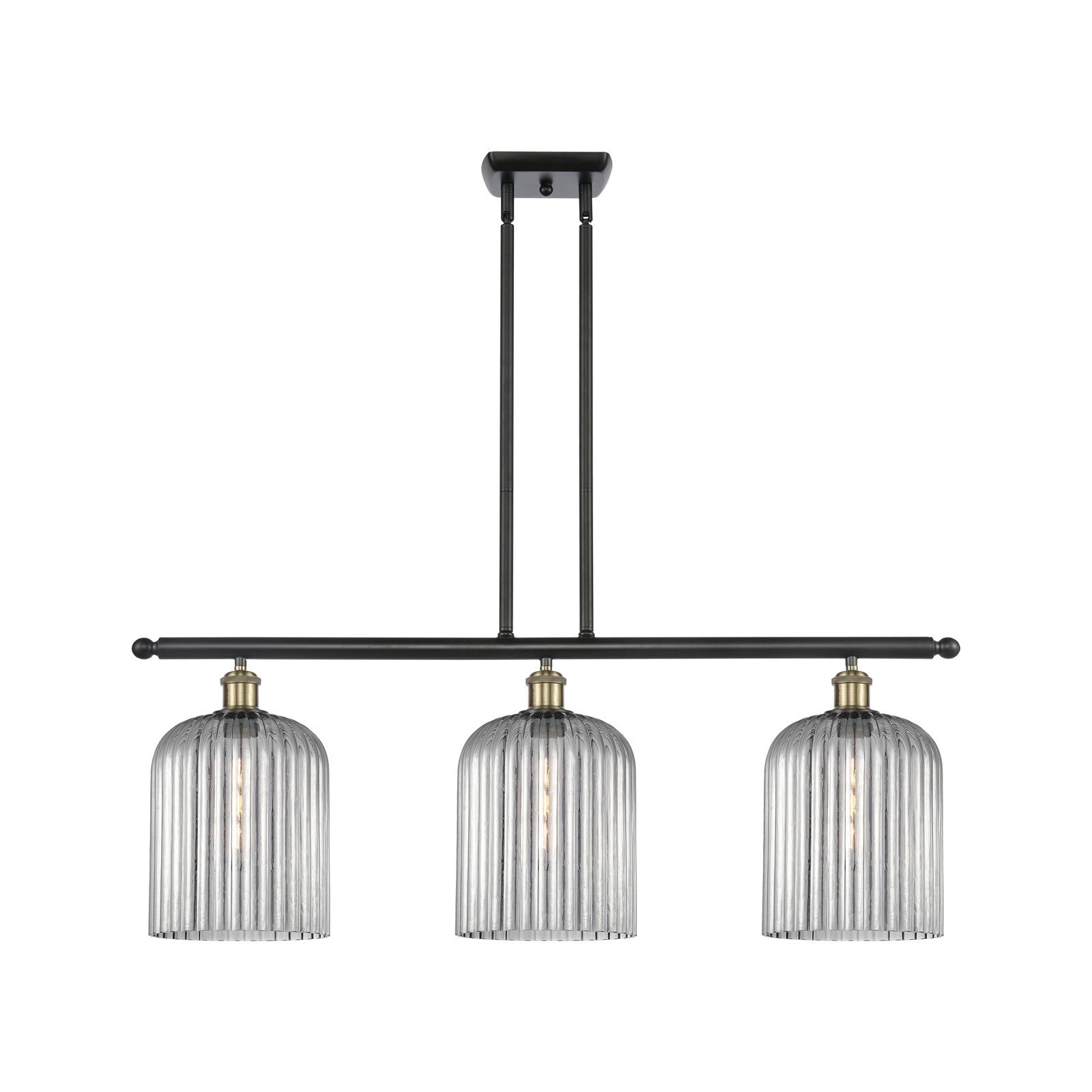 Innovations Bridal Veil 36in 3-Light Island Light | Art Nouveau Black Antique Brass and Light Smoke Glass | Kitchen | Model 516-3I-BAB-G559-8SM