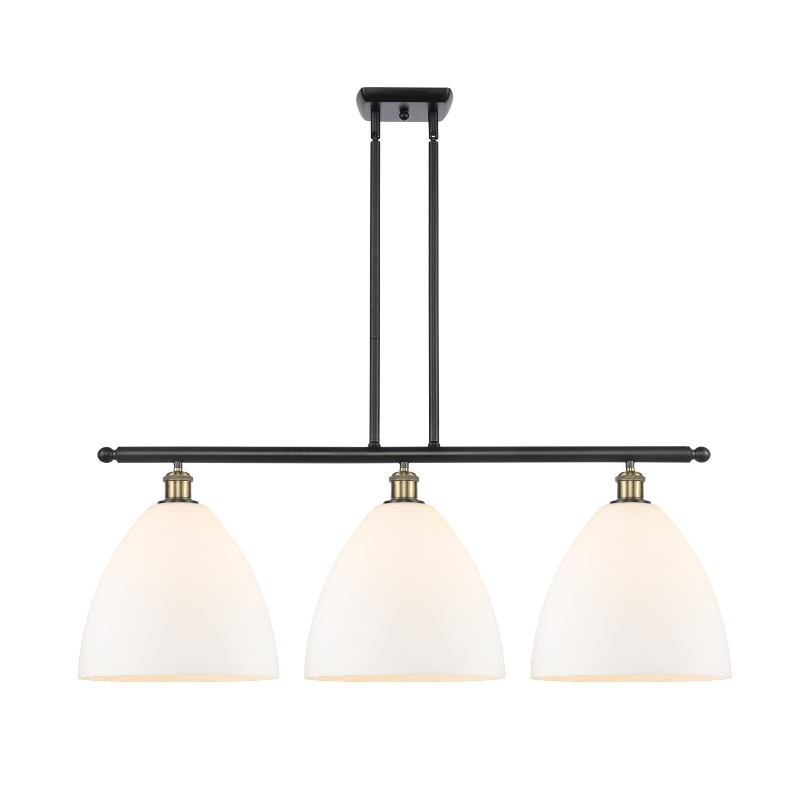 Innovations Bristol 38.5in 3-Light Island Light | Industrial Black Antique Brass and Matte White Glass | Kitchen Island | Model 516-3I-BAB-GBD-121