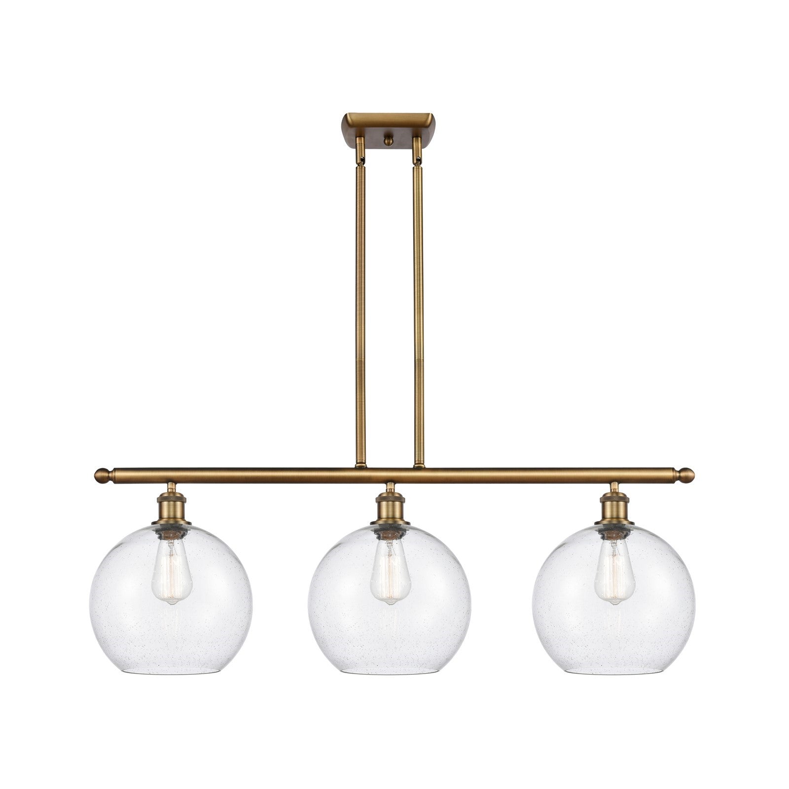 Innovations Athens 36.5in 3-Light Island | Brushed Brass and Seedy Glass | Kitchen Island & Dining Room | 36.5 x 12.5 in | Model 516-3I-BB-G124-10