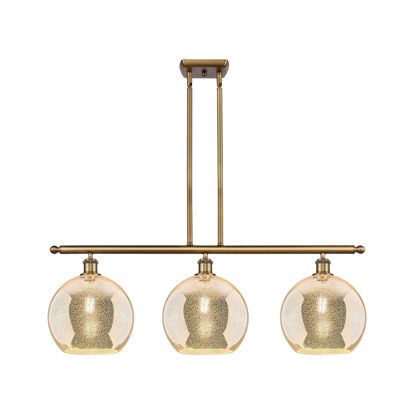 Innovations Athens 36.5in 3-Light Island | Brushed Brass and Mercury Glass | Kitchen Island & Dining Room | 36.5 x 12.5 in | Model 516-3I-BB-G128-10