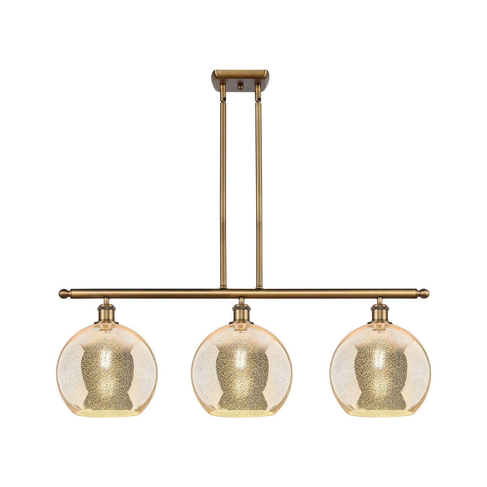 Innovations Athens 36.5in 3-Light Island | Brushed Brass and Mercury Glass | Kitchen Island & Dining Room | 36.5 x 12.5 in | Model 516-3I-BB-G128-10