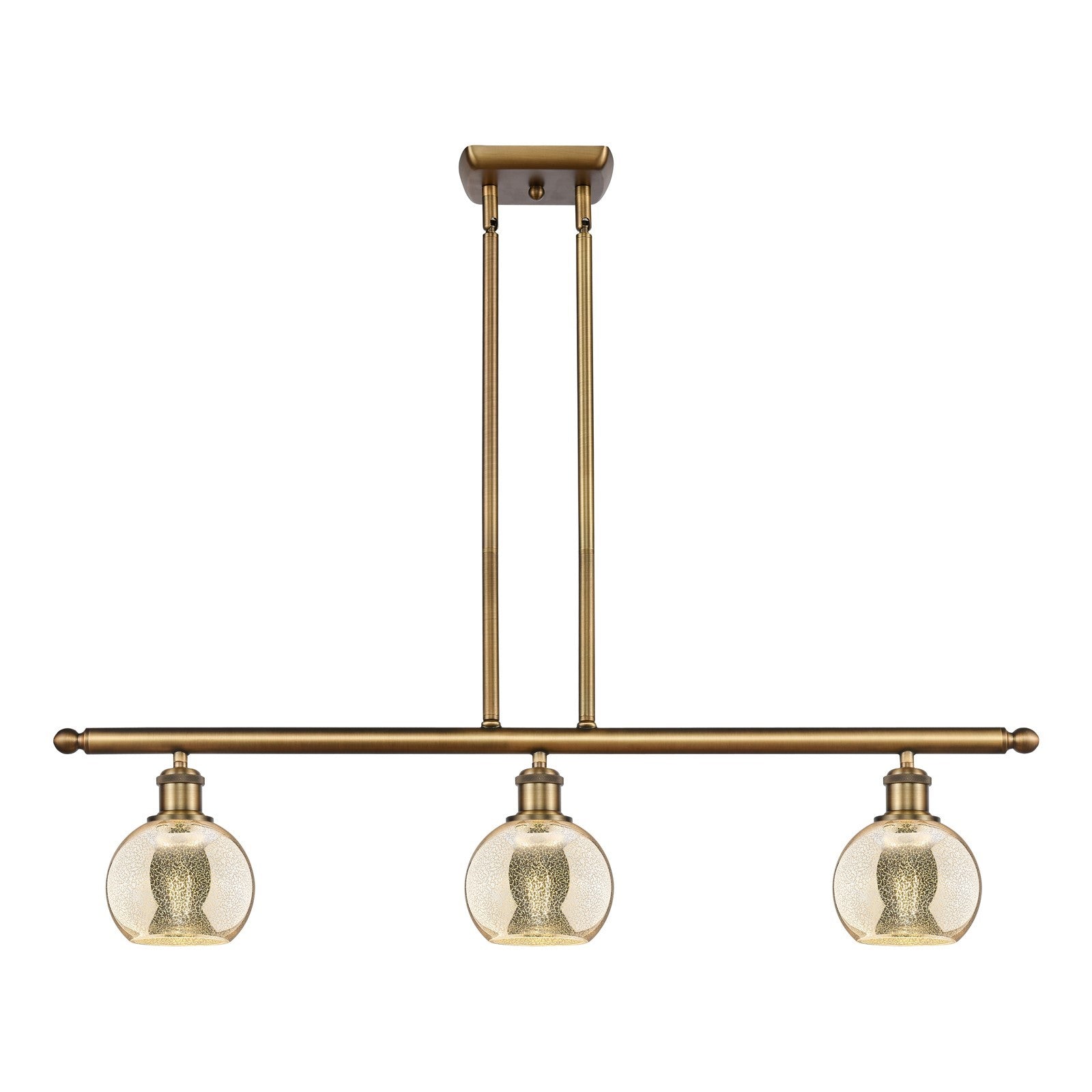 Innovations Athens 36in 3-Light Island Light | Industrial Brushed Brass and Mercury Glass | Kitchen Island & Dining Room | Model 516-3I-BB-G128-6