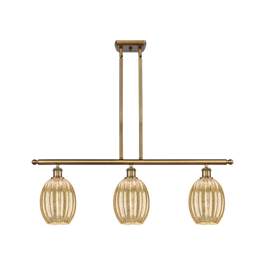 Innovations Preston Bulb 36in 3-Light Island Light | Industrial Brushed Brass and Mercury Glass | Kitchen Island & Dining | Model 516-3I-BB-G459-6ME