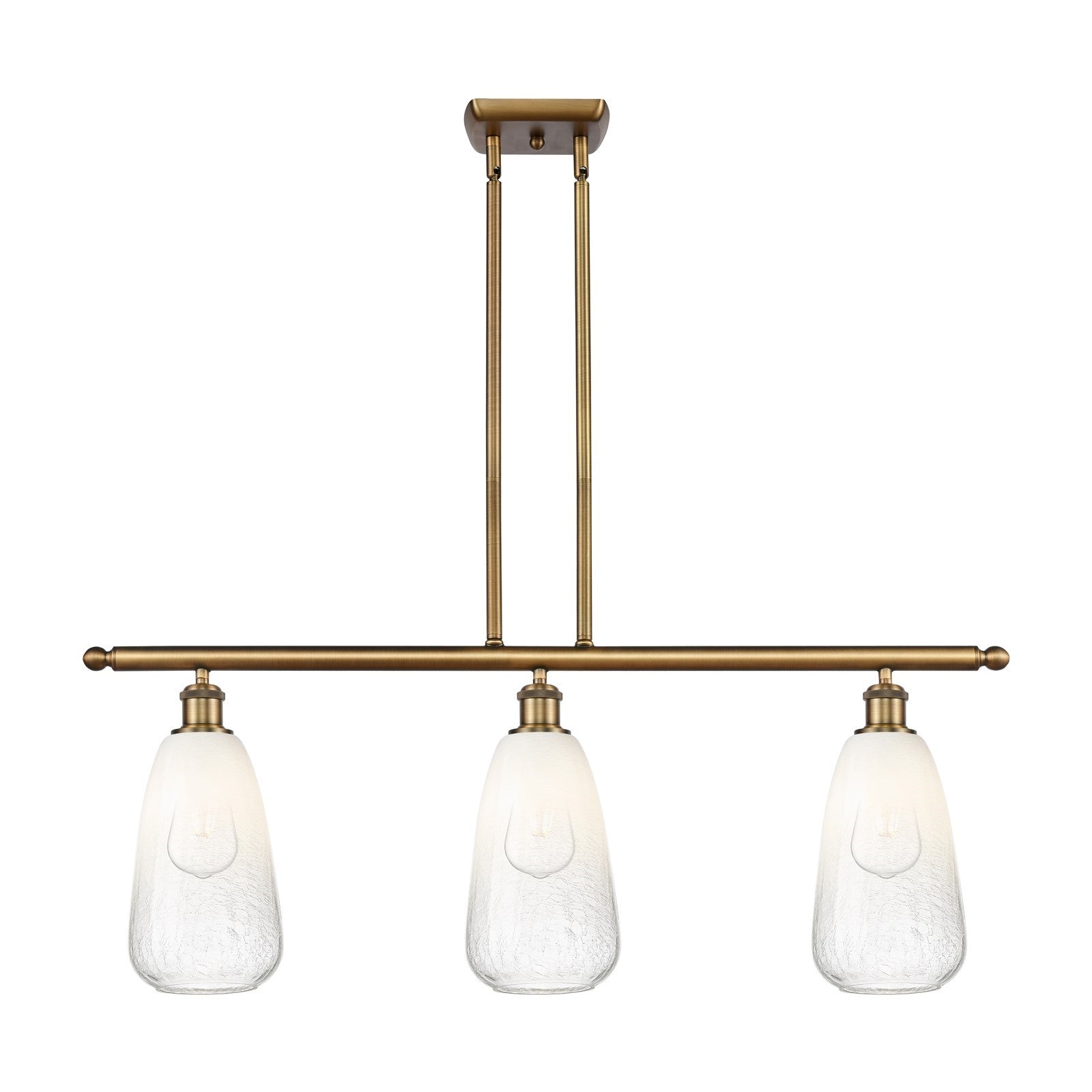 Innovations Brookhaven Almond 36in 3-Light Island Light | Industrial Brushed Brass and Opal Glass | Kitchen Island | Model 516-3I-BB-G480-6OP