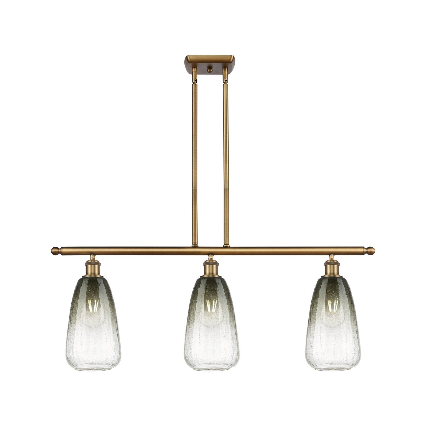 Innovations Brookhaven Almond 36in 3-Light Island Light | Industrial Brushed Brass and Slate Glass | Kitchen Island | Model 516-3I-BB-G480-6SL