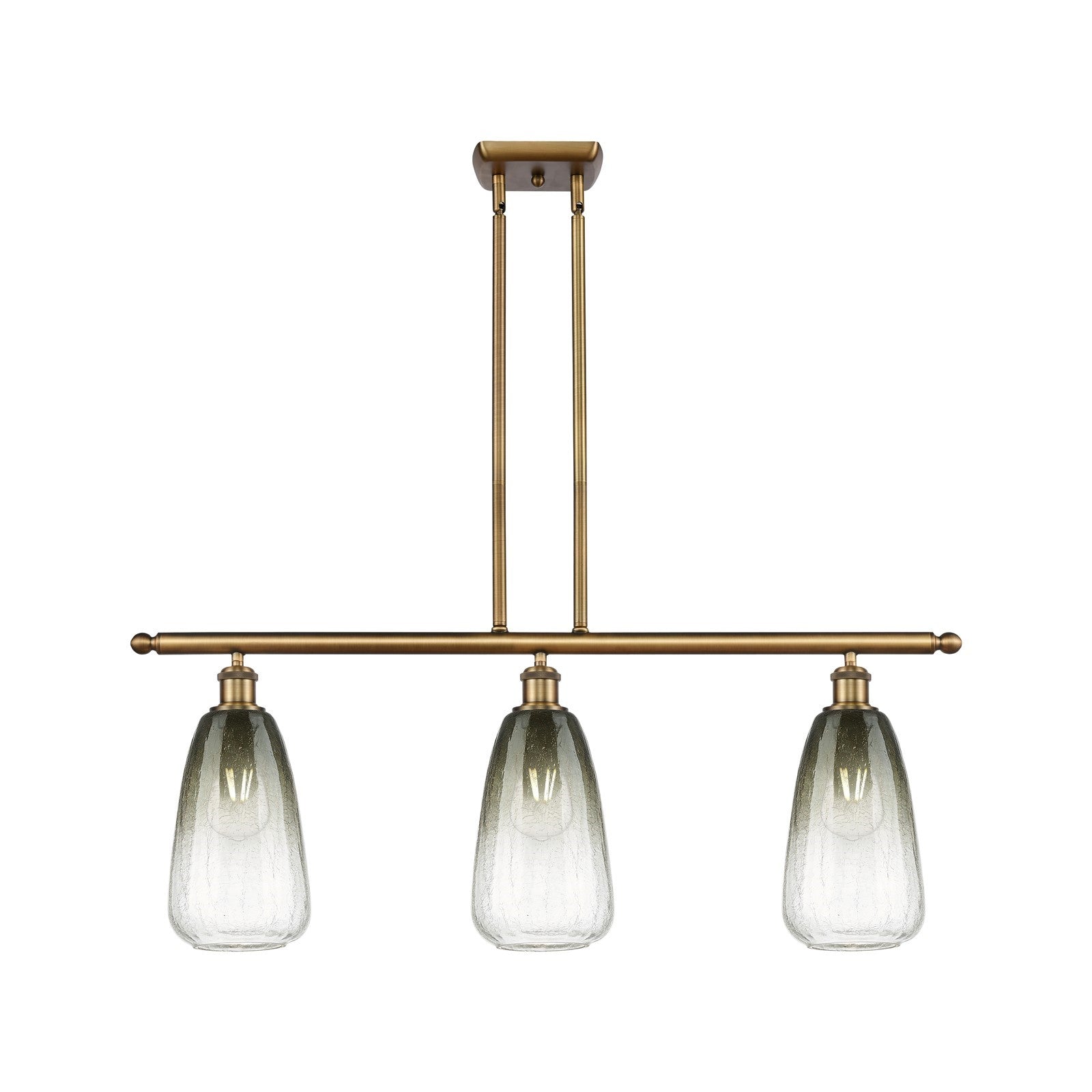 Innovations Brookhaven Almond 36in 3-Light Island Light | Industrial Brushed Brass and Slate Glass | Kitchen Island | Model 516-3I-BB-G480-6SL