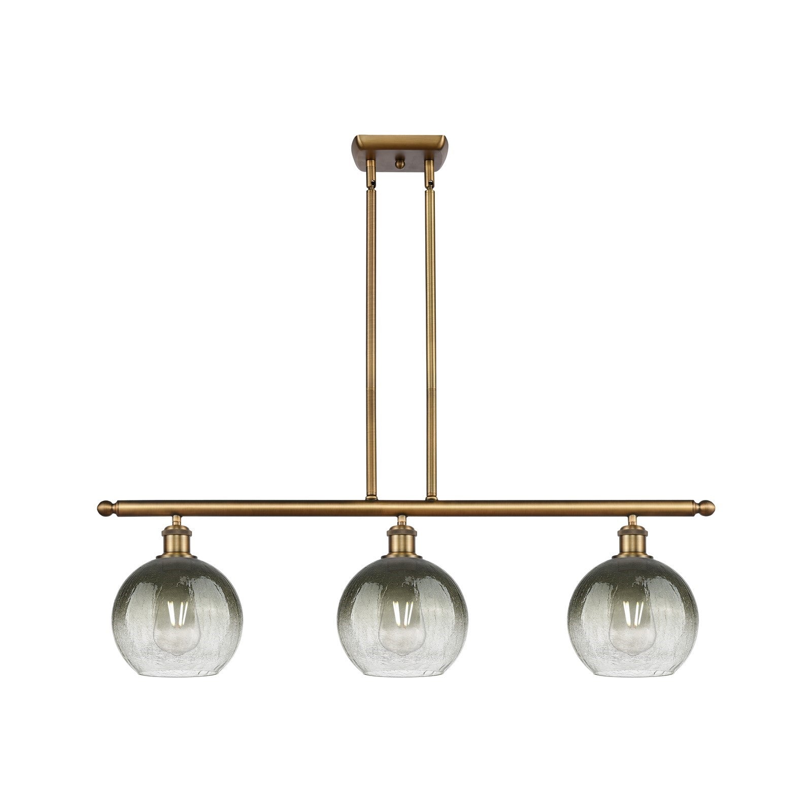 Innovations Brookhaven Globe 36in 3-Light Island Light | Industrial Brushed Brass and Slate Glass | Kitchen Island | Model 516-3I-BB-G483-8SL
