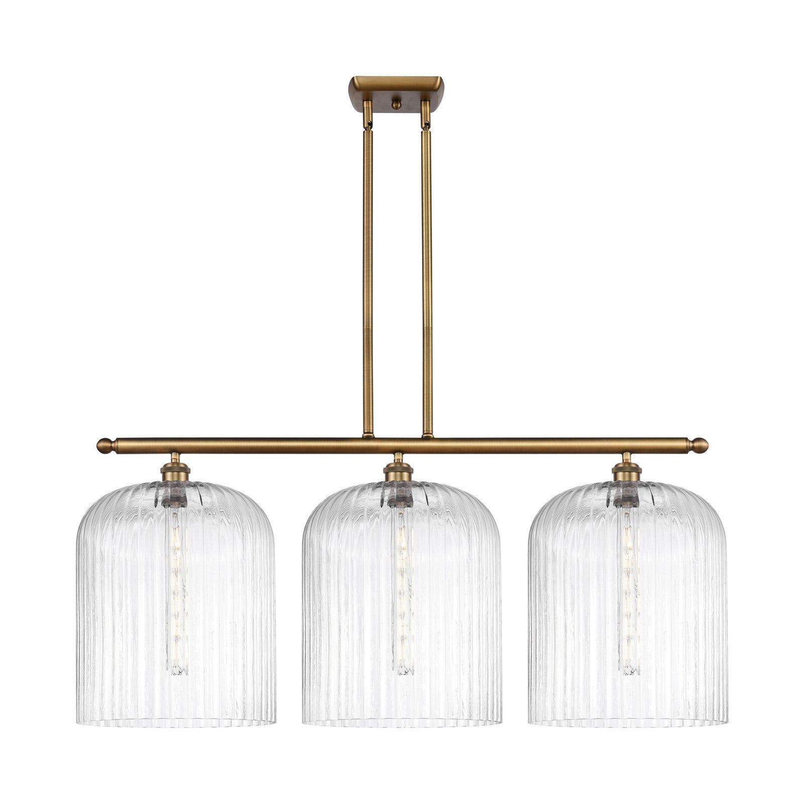 Innovations Bridal Veil 36in 3-Light Island Light | Art Nouveau Brushed Brass and Clear Glass | Kitchen Island & Dining | Model 516-3I-BB-G559-12CL
