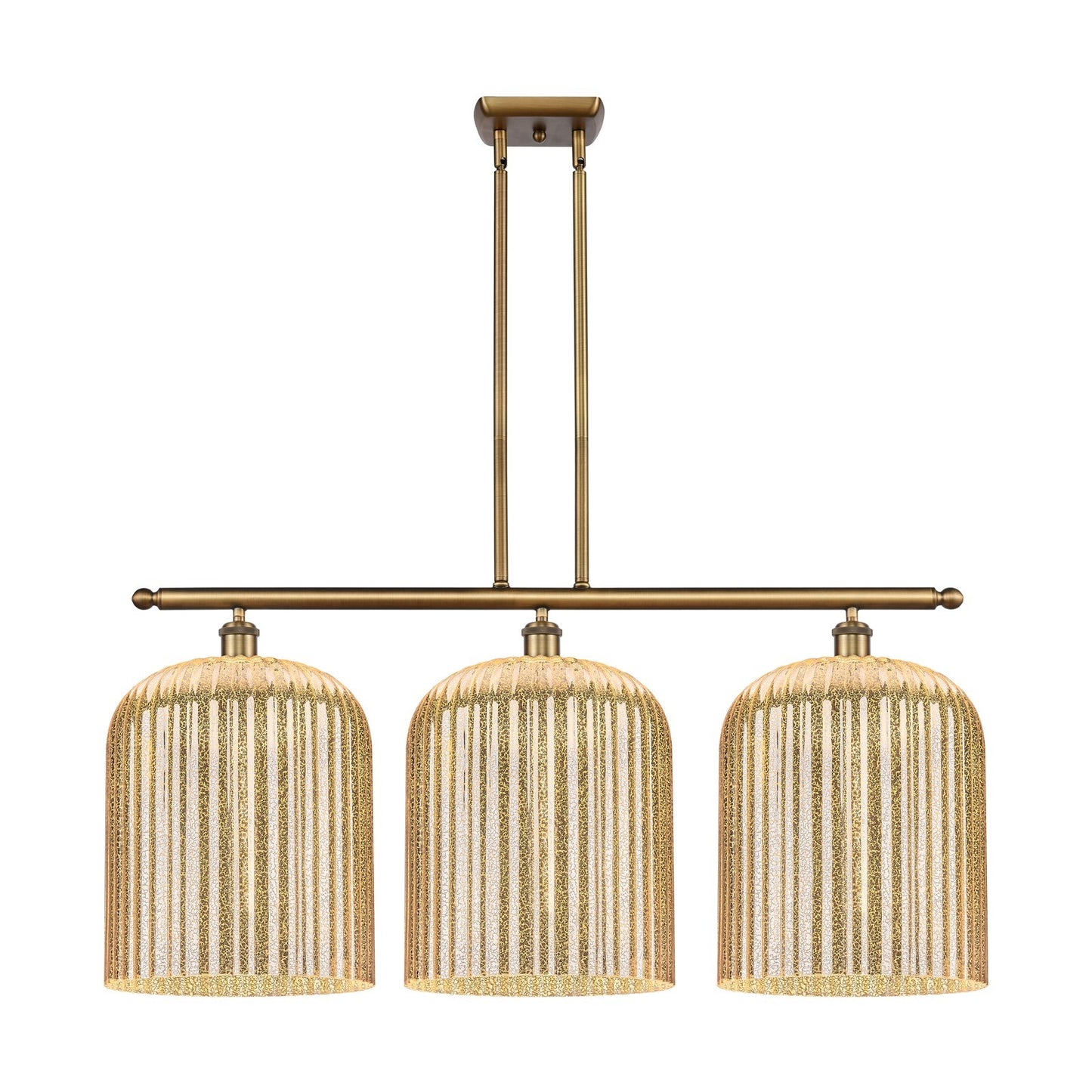 Innovations Bridal Veil 36in 3-Light Island Light | Art Nouveau Brushed Brass and Mercury Glass | Kitchen Island & Dining | Model 516-3I-BB-G559-12ME
