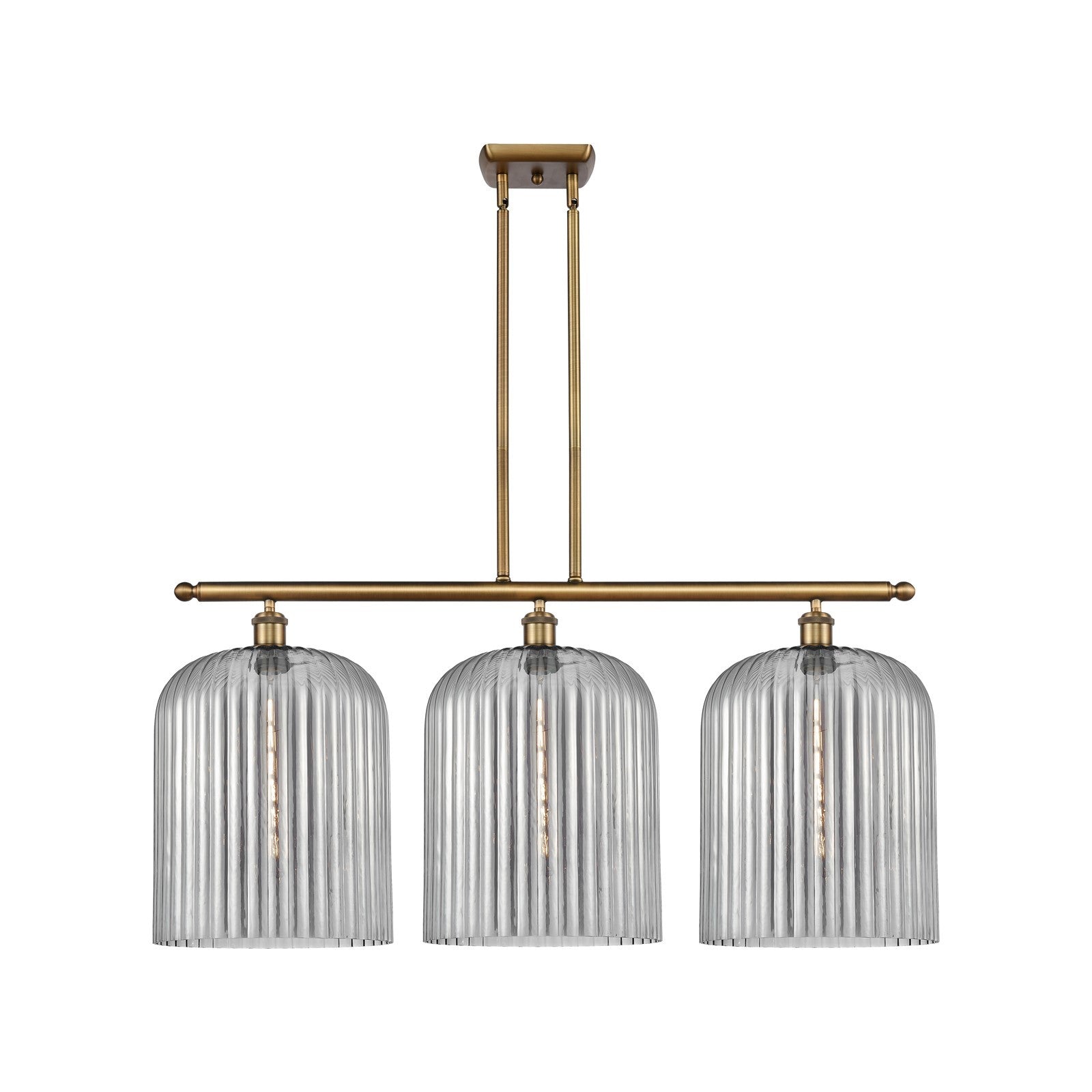 Innovations Bridal Veil 36in 3-Light Island Light | Art Nouveau Brushed Brass and Light Smoke Glass | Kitchen Island | Model 516-3I-BB-G559-12SM