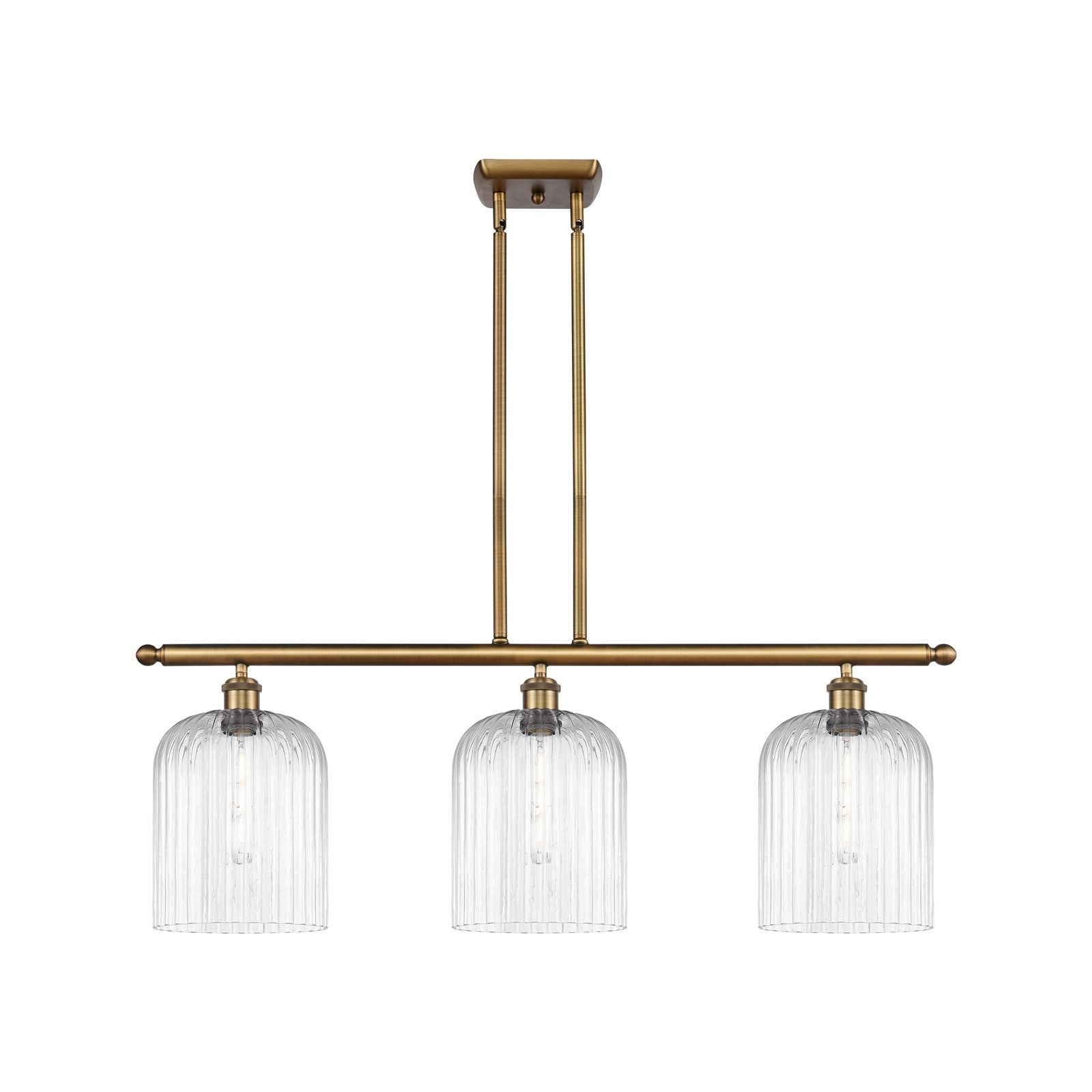 Innovations Bridal Veil 36in 3-Light Island Light | Art Nouveau Brushed Brass and Clear Glass | Kitchen Island & Dining | Model 516-3I-BB-G559-8CL