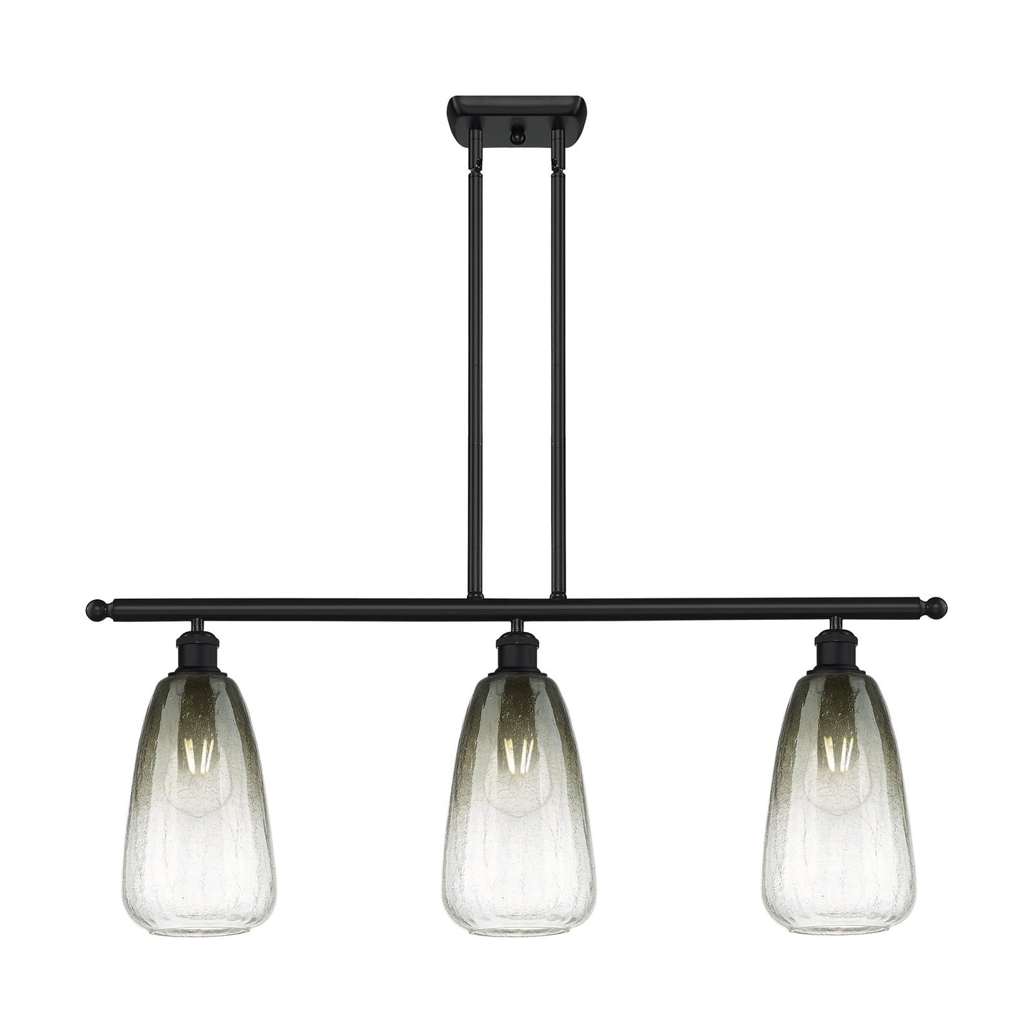 Innovations Brookhaven Almond 36in 3-Light Island Light | Industrial Matte Black and Slate Glass | Kitchen Island & Dining | Model 516-3I-BK-G480-6SL