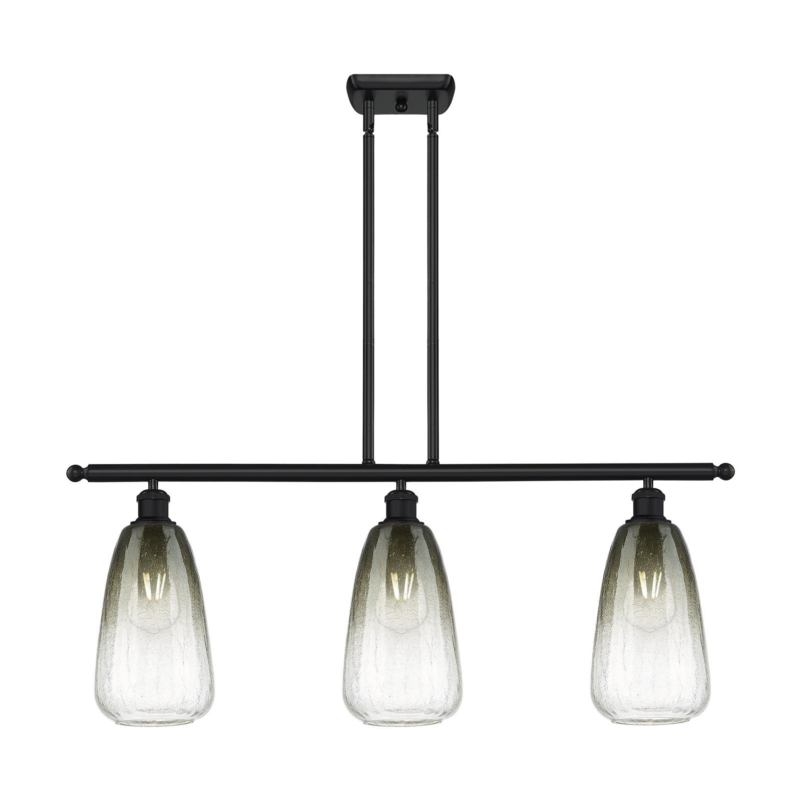 Innovations Brookhaven Almond 36in 3-Light Island Light | Industrial Matte Black and Slate Glass | Kitchen Island & Dining | Model 516-3I-BK-G480-6SL