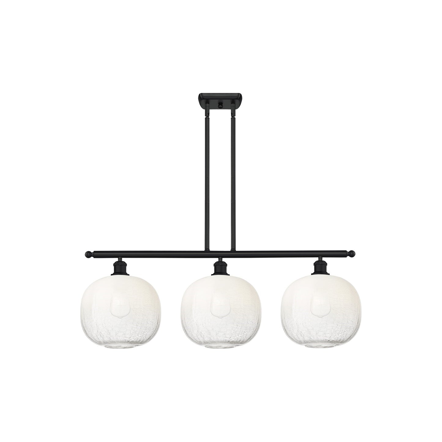 Innovations Brookhaven Sphere 37in 3-Light Island Light | Industrial Matte Black and Opal Glass | Kitchen Island & Dining | Model 516-3I-BK-G481-10OP