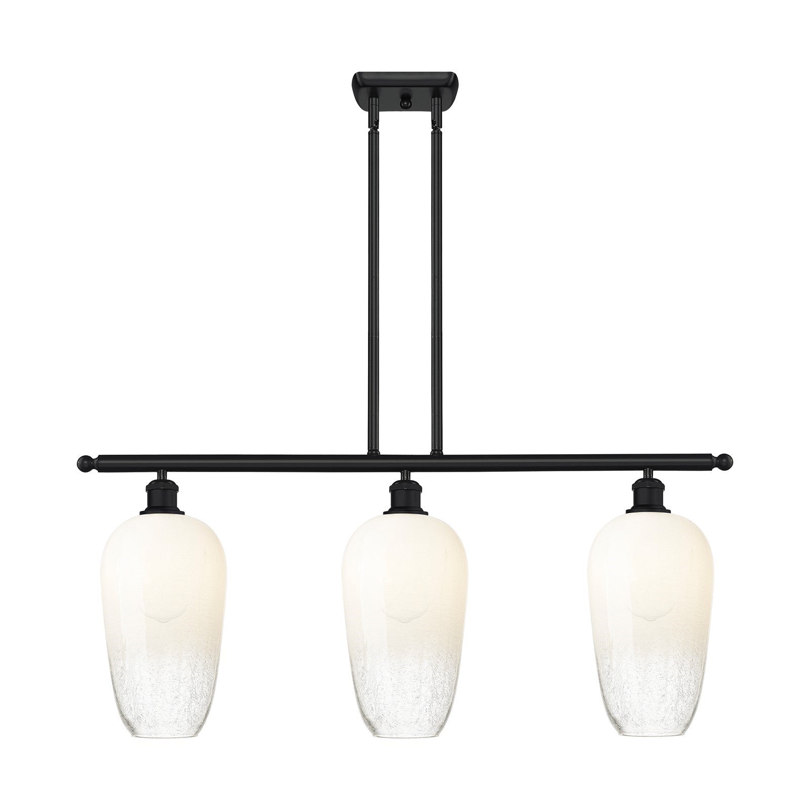 Innovations Brookhaven Flute 36in 3-Light Island Light | Industrial Matte Black and Opal Glass | Kitchen Island & Dining | Model 516-3I-BK-G484-7OP