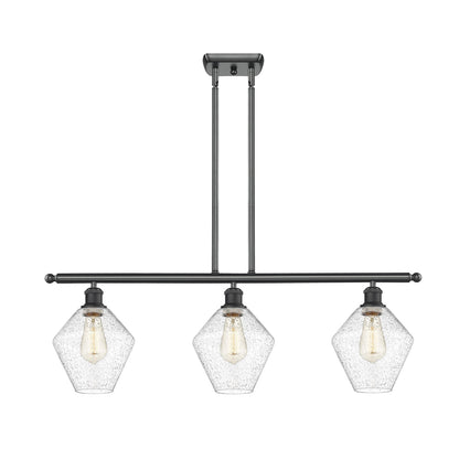 Innovations Ballston Cindyrella 36in 3-Light LED Island | Nautical Transitional Matte Black Steel and Seedy Glass | Kitchen | Model 516-3I-BK-G654-8-LED