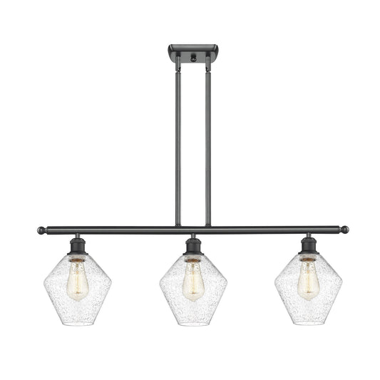 Innovations Ballston Cindyrella 36in 3-Light LED Island | Nautical Transitional Matte Black Steel and Seedy Glass | Kitchen | Model 516-3I-BK-G654-8-LED