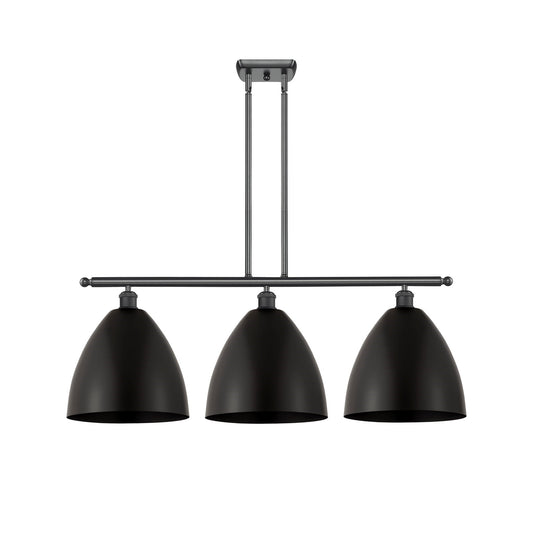 Innovations Bristol 39in 3-Light Island Light | Industrial Matte Black Steel and Cast Brass with Matte Black Metal Shade | Model 516-3I-BK-MBD-12-BK