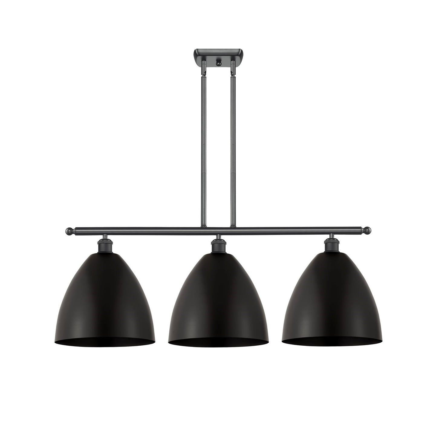 Innovations Bristol 39in 3-Light Island Light | Industrial Matte Black Steel and Cast Brass with Matte Black Metal Shade | Model 516-3I-BK-MBD-12-BK