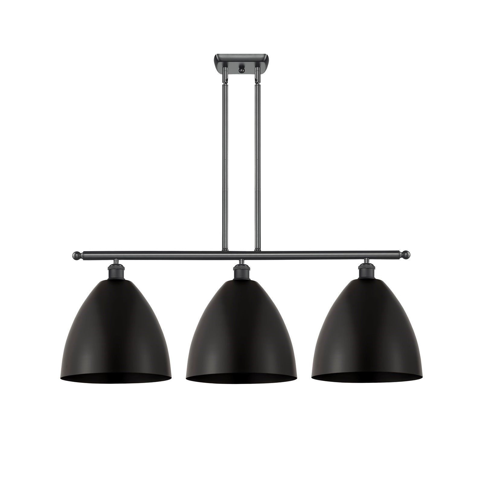 Innovations Bristol 38.5in 3-Light Island Light | Industrial Farmhouse Matte Black Steel and Matte Black Metal Shade | Model 516-3I-BK-MBD-12-BK-LED