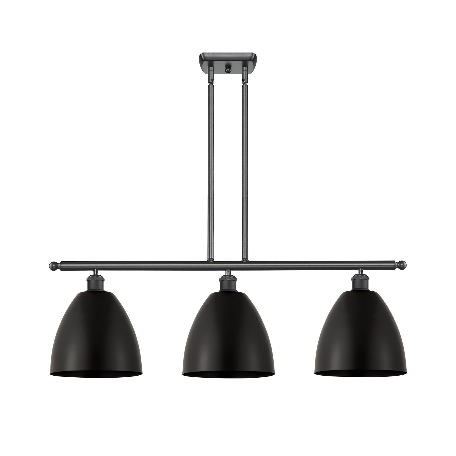 Innovations Bristol 36in 3-Light Island Light | Industrial Matte Black Steel and Cast Brass with Matte Black Metal Shade | Model 516-3I-BK-MBD-9-BK-LED
