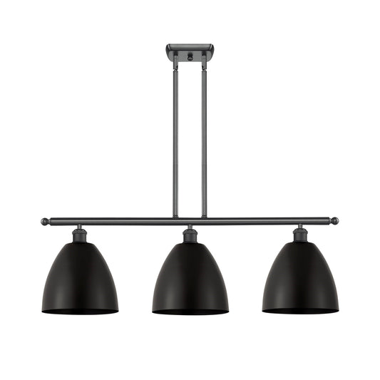 Innovations Bristol 36in 3-Light Island Light | Industrial Matte Black Steel and Cast Brass with Matte Black Metal Shade | Model 516-3I-BK-MBD-9-BK-LED